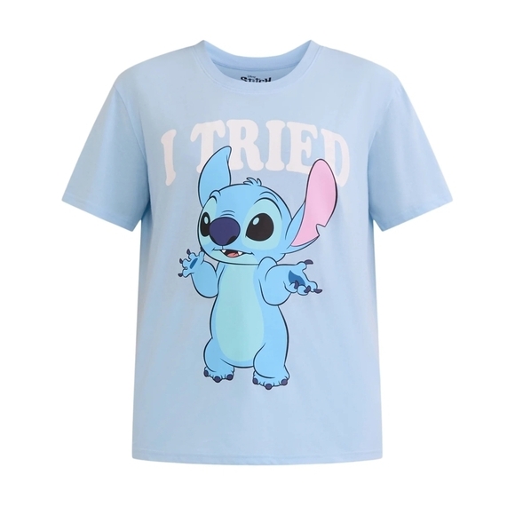 Disney Tops - I Tried Stitch Graphic Tee - Light Blue Women's Shirt